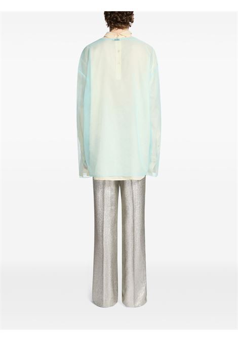 sheer crew neck shirt man turquoise DRIES VAN NOTEN | 251-020740-1501503